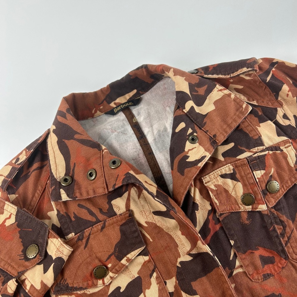 Barbour WMNS 6 Orange Brown Camo Utility Field Jacket Rare Military Cargo Coat